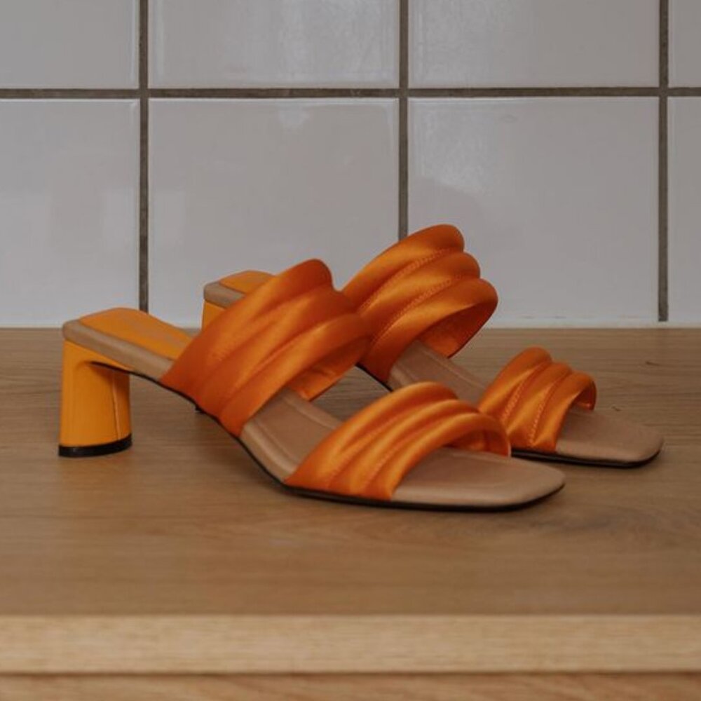 Shoe The Bear Sylvi Heel – Orange Satin, Size 40